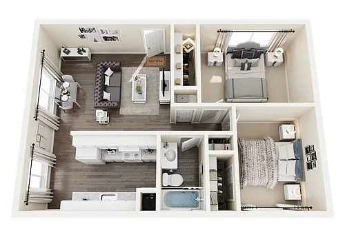 Floor plan 2 beds 1 bath