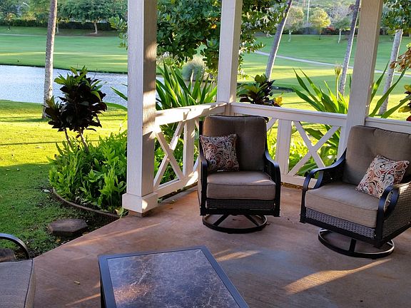 Patio overlooking pond and 13th fairway.