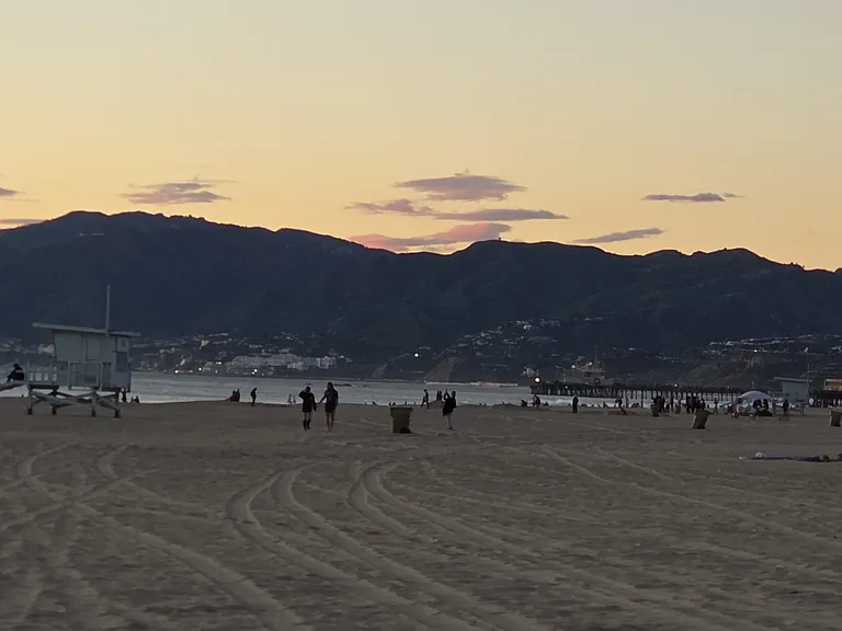 view of santa monica pier from the beach