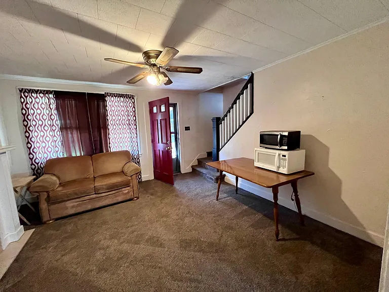 living room, view from dining room