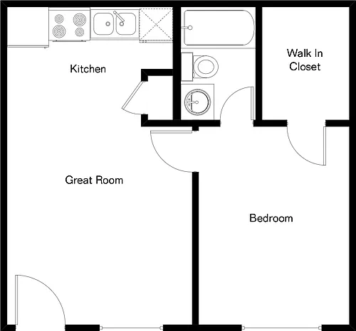 Floor plan 1 Bedroom 1 Bath