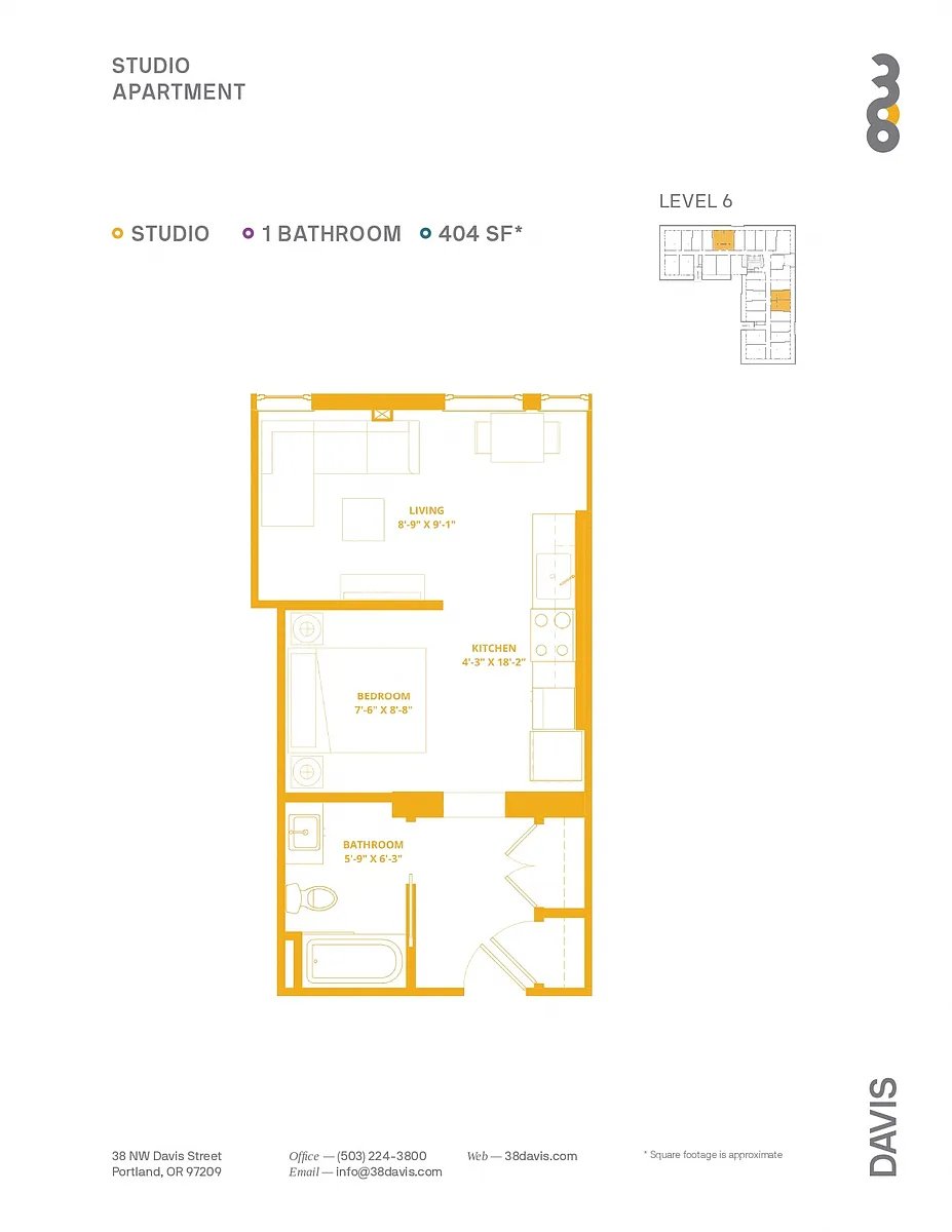 Floor plan Open 1x1D - Affordable (80%)