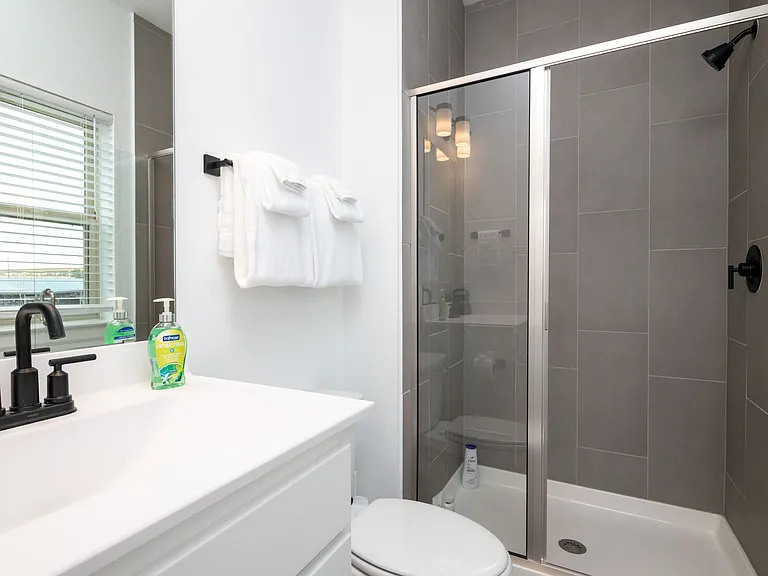 Bathroom #2- has a large walk-in shower with extra towels available
