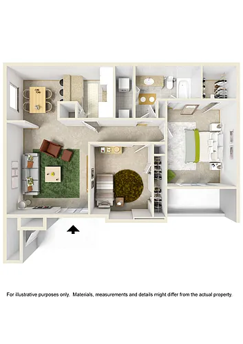 Floor plan 2 Bed 1 Bath (Fireplace Optional)