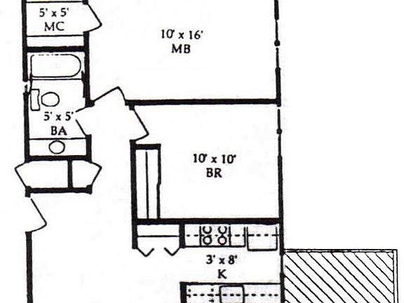 2BD/2BA Floor Plan