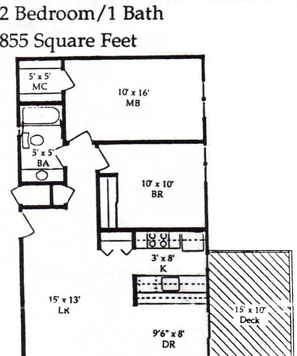 2BD/2BA Floor Plan