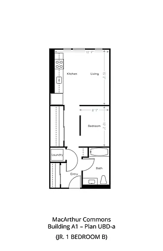 Floor plan Jr. 1 Bedroom B