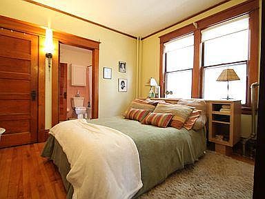 bedroom #1 with adjoining door to bathroom. Bathroom also has another entrance from hall