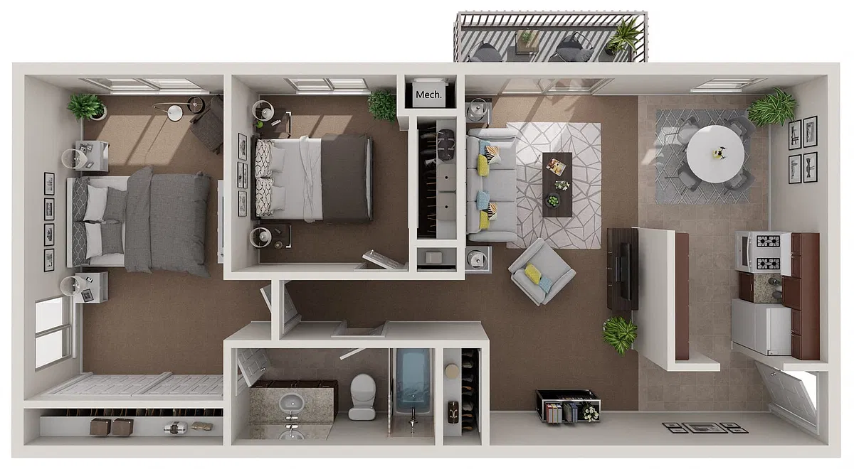 Floor plan The Maple Renovated - Two Bedroom