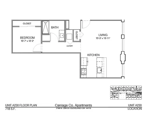Floor plan c1-718 - 1 bed, 1 bath