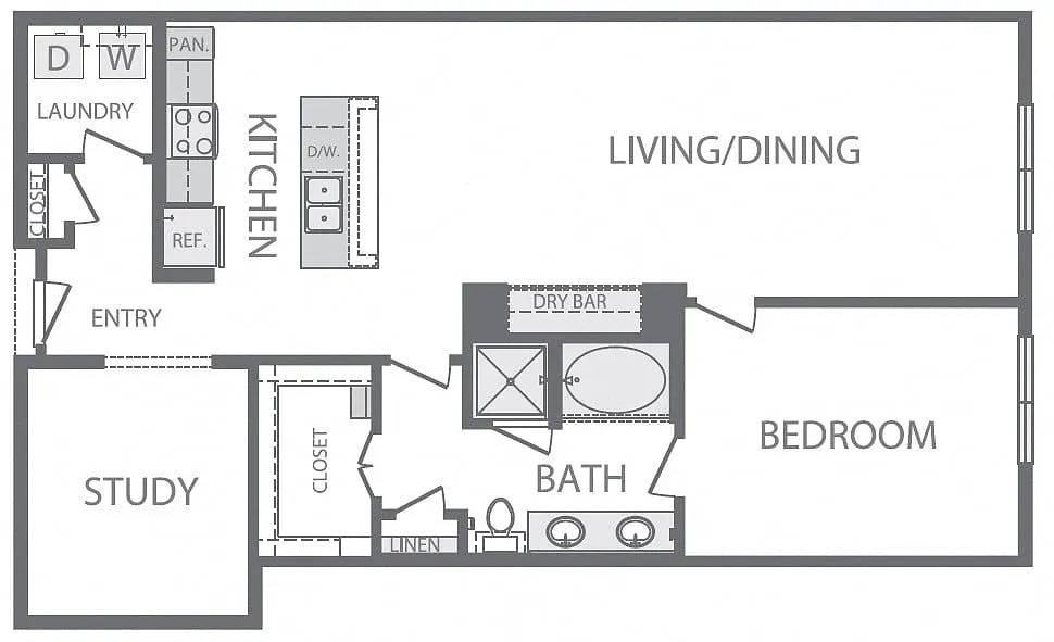Floor plan A8 1Bed 1Study