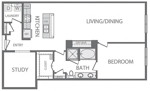 Floor plan A8 1Bed 1Study