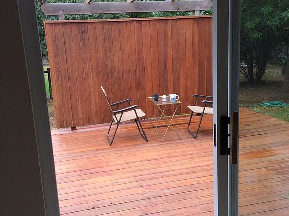 View of deck outside dining room