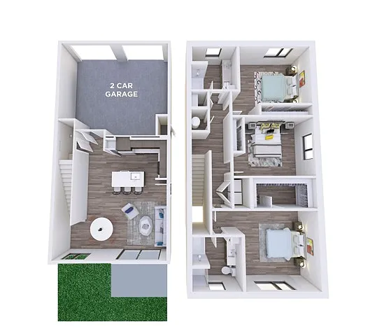 Floor plan 3C Townhome w/Attached 2 Car Garage