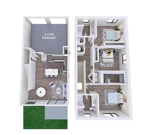 Floor plan 3C Townhome w/Attached 2 Car Garage