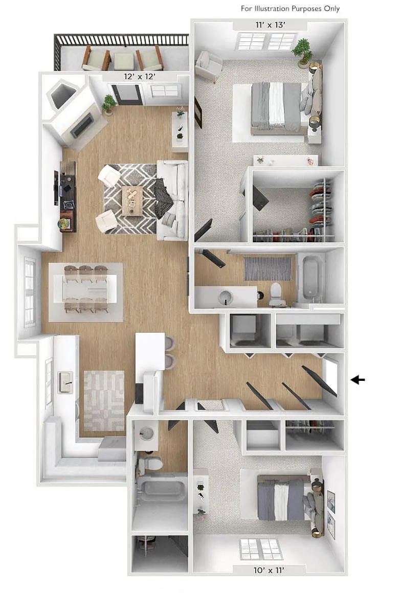 Floor plan The Trade Wind 2 BR 2 BA