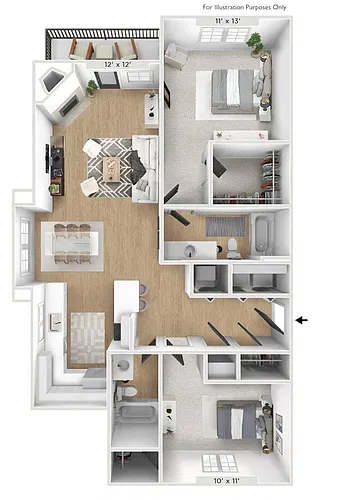 Floor plan The Trade Wind 2 BR 2 BA