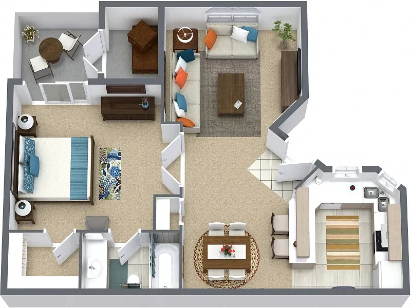 Floor plan THE AMETHYST - One Bedroom One Bath