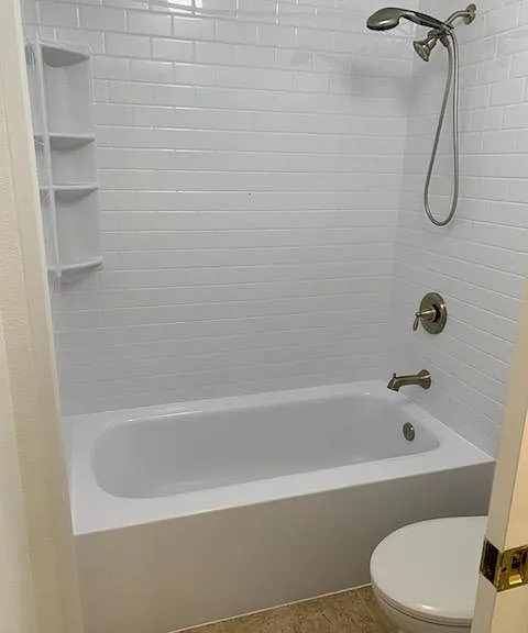 Recently installed bathroom bathtub/shower unit