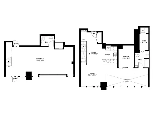Floor plan 1 Bed/1.5 Bath Live/Work - D