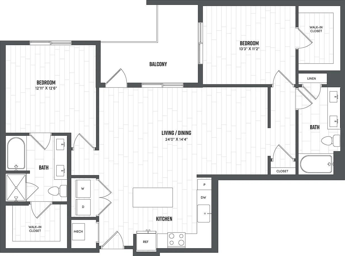 Floor plan 2 Bed/2 Bath-B3A