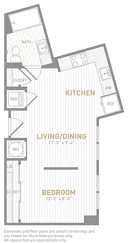 Floor plan 1 Bed 1 Bath-A05