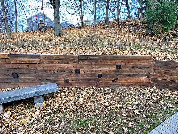 new retaining wall +sidewalk