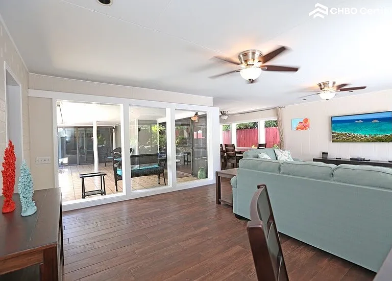 Living room with lanai view