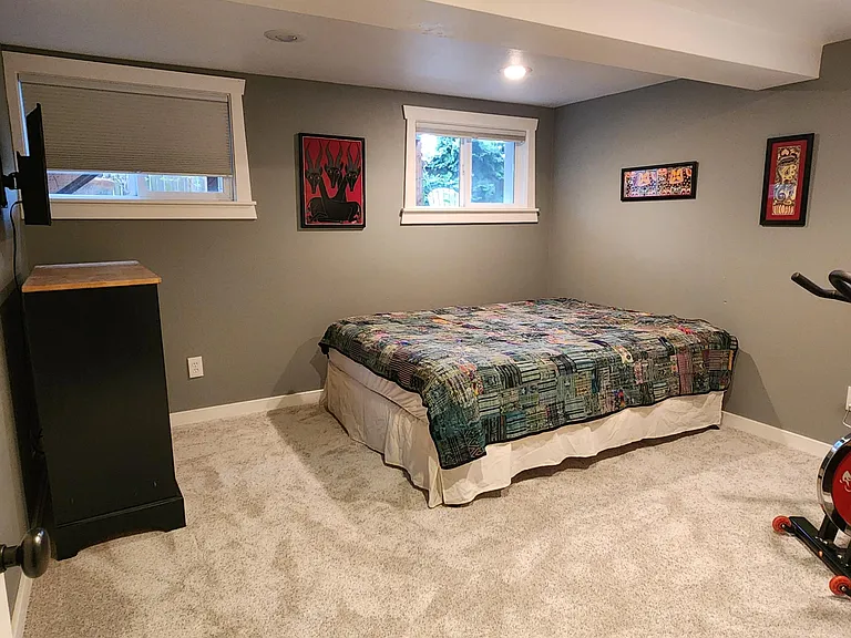 Basement bedroom with closet