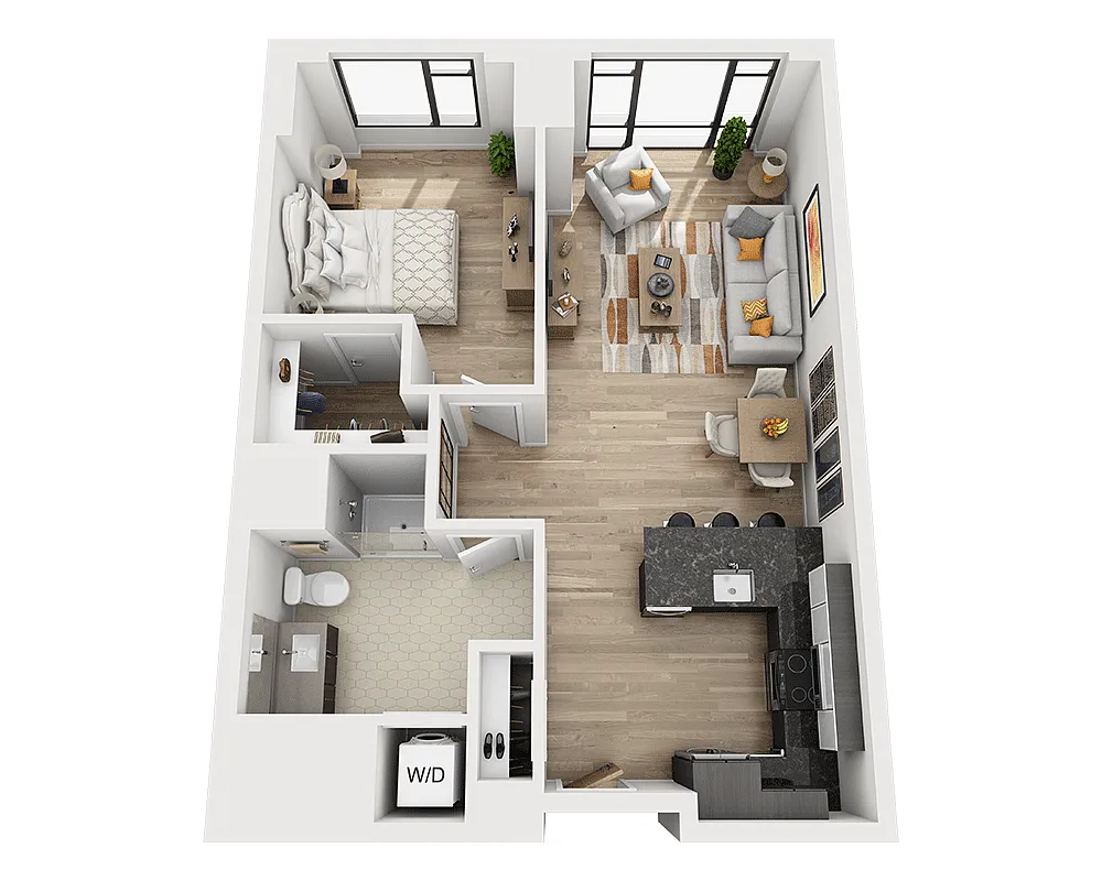 Floor plan One Bedroom A1BA-PH Penthouse