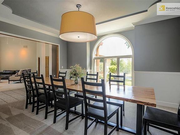 Large formal dining room with great designer touches and today's colors!