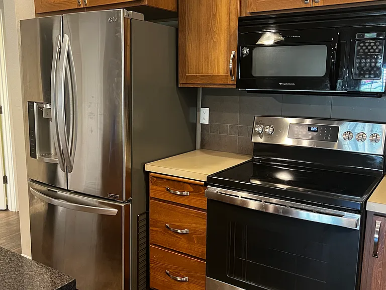 42" tall Huntwood cabinetry with soft close doors