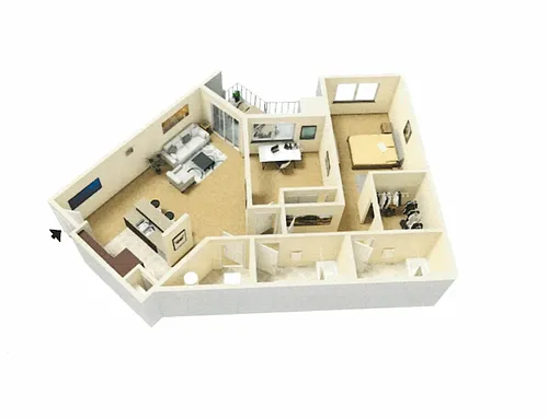 Floor plan Two Bedroom, Two Bath F