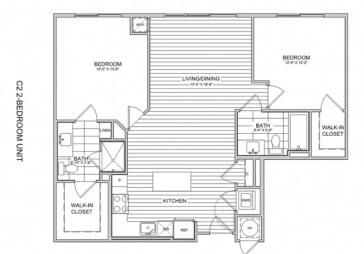 Floor plan 2 Bed/2 Bath-C2