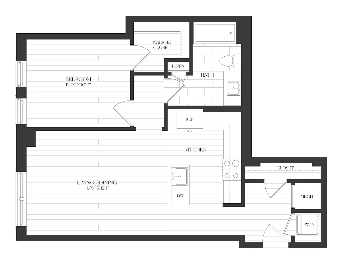 Floor plan 1 Bed/1 Bath-1B-6-The Claude