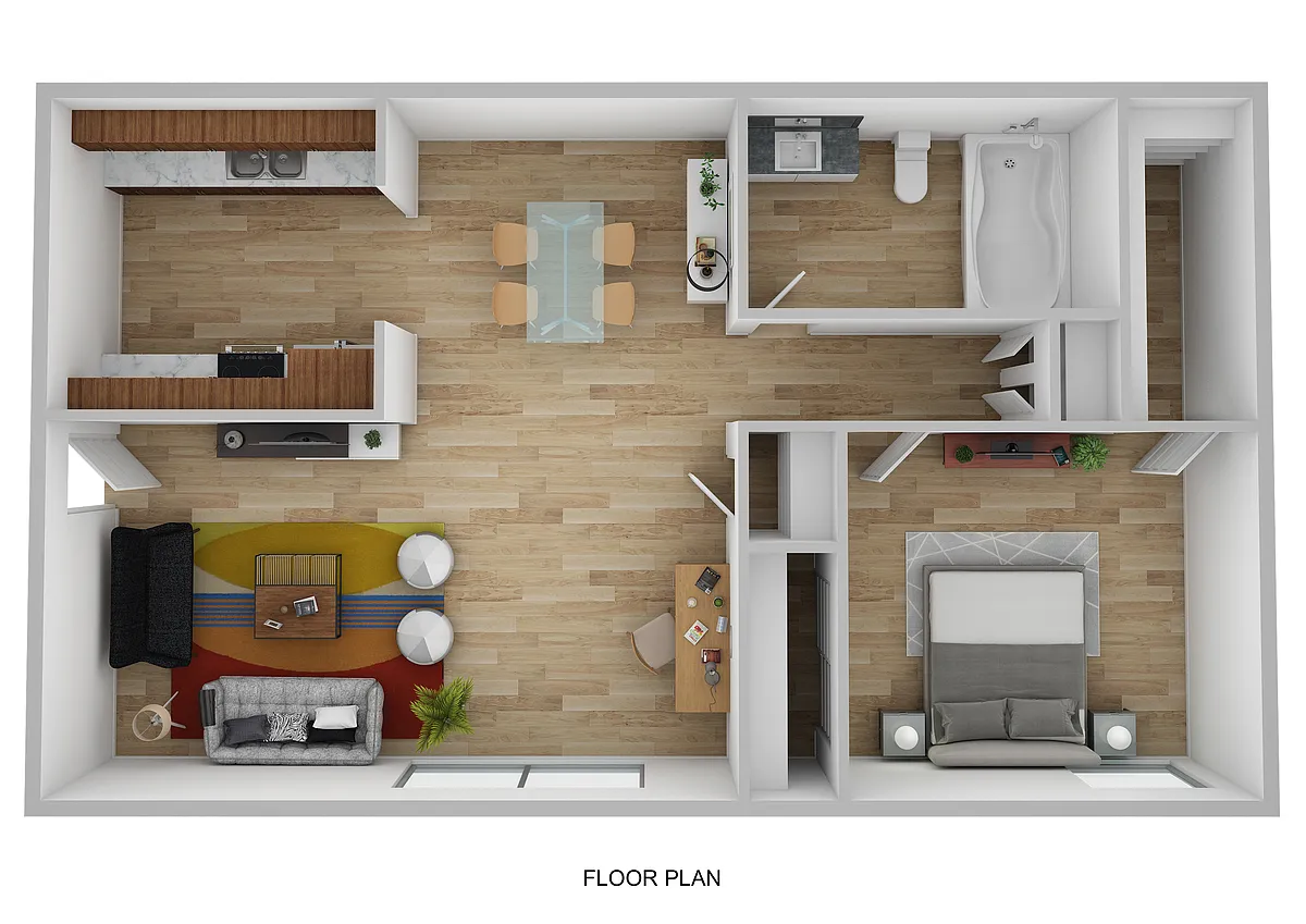 Floor plan 1 Bedroom/1 Bath