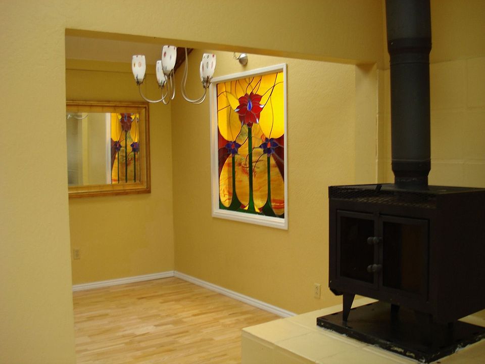 dining area/wood stove