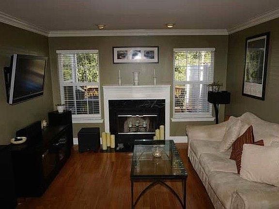 Living room with wood burning fireplace!