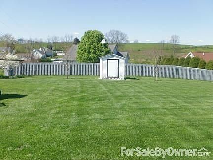 Backyard and storage building