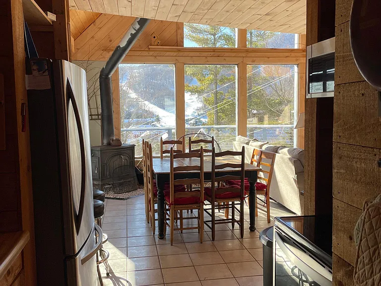 view of dining area from kitchen