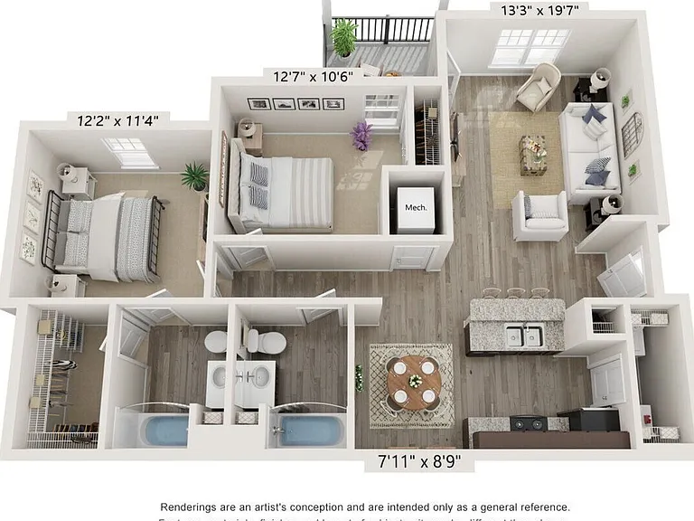 Cedar - 2 Beds, 2 Baths - 983 sq. ft.