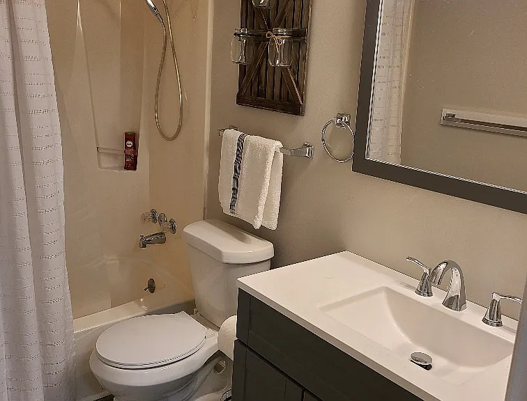 Full upstairs bathroom- standard tub /shower here. Some have luxury walkin showers/ larger bathrooms.