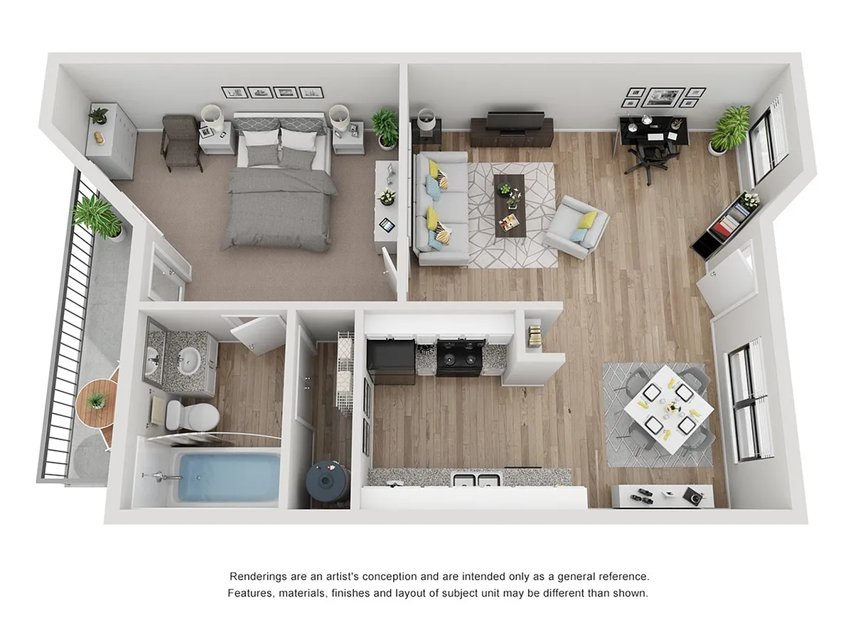Floor plan 1x1A - Renovated