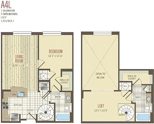 Floor plan 1 Bed 2 Bath - A4L