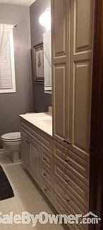 Main Level Bathroom
						:
						Custom Bertch Cabinets- lots of storage
