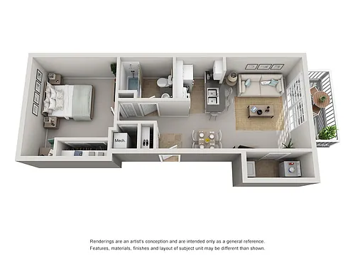 Floor plan 1 Bedroom, 1 Bathroom
