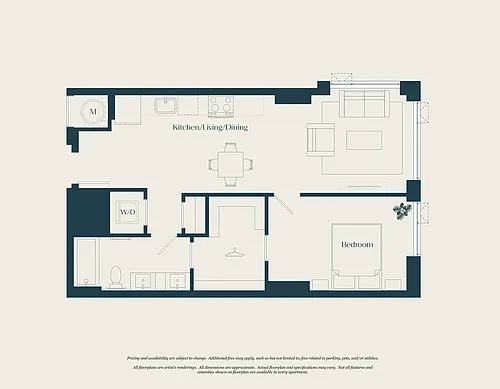 Floor plan 1 Bed - 1 Bath | A07