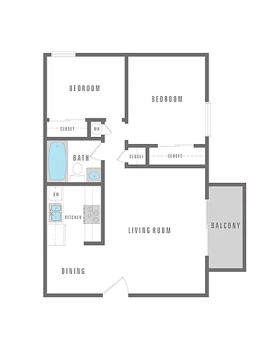 Floor plan 2 Bedroom 1 Bath