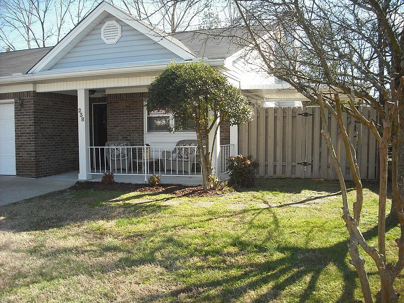 Front elevation
						:
						Porch and gated/fenced side patio and deck.