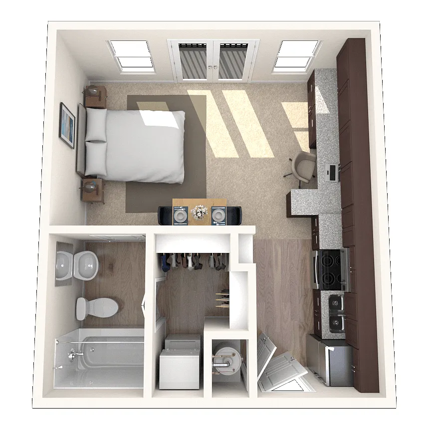 Floor plan Studio 0x1 324-410 SF